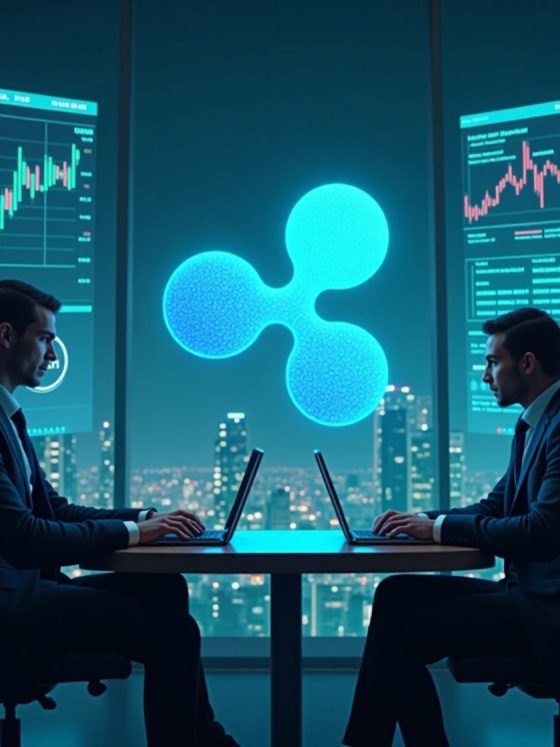 Ripple RLUSD stablecoin now available for lending and borrowing on Aave V3. A futuristic look at digital finance with blockchain visuals