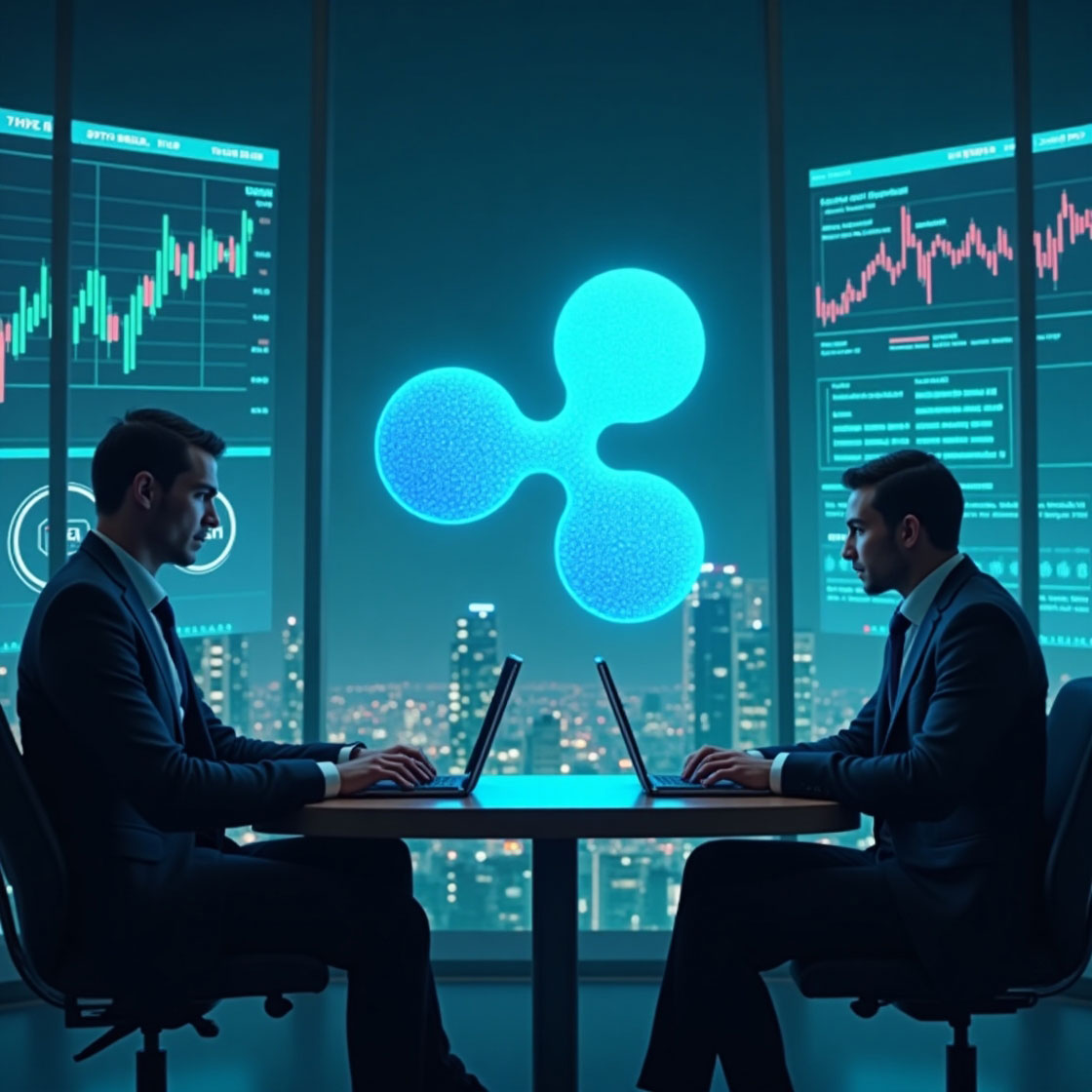 Ripple RLUSD stablecoin now available for lending and borrowing on Aave V3. A futuristic look at digital finance with blockchain visuals
