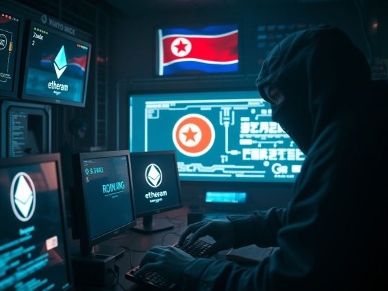 A hacker stealing cryptocurrency from Ronin Network servers during the 2022 breach