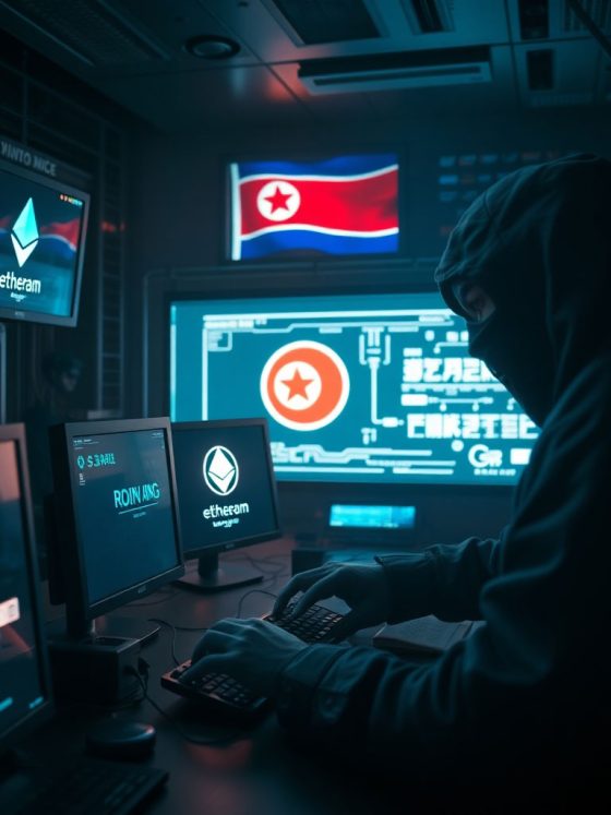 A hacker stealing cryptocurrency from Ronin Network servers during the 2022 breach