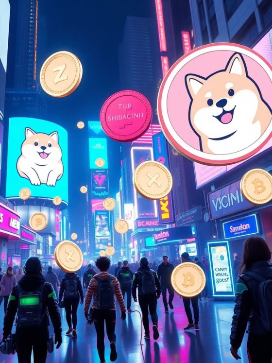 Funny internet meme characters representing crypto meme coins in 2025