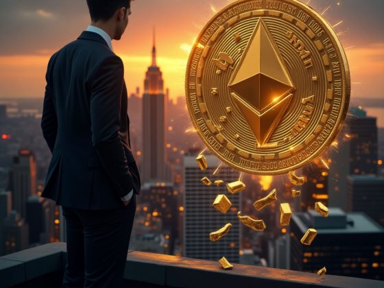 Two Prime’s decision to exit Ethereum and focus on Bitcoin, symbolized by Ethereum coin fading into the background and Bitcoin shining in the forefront