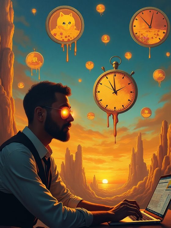 A digital painting showing traders emotionally reacting to rising memecoin charts in a surreal, casino-like environment.